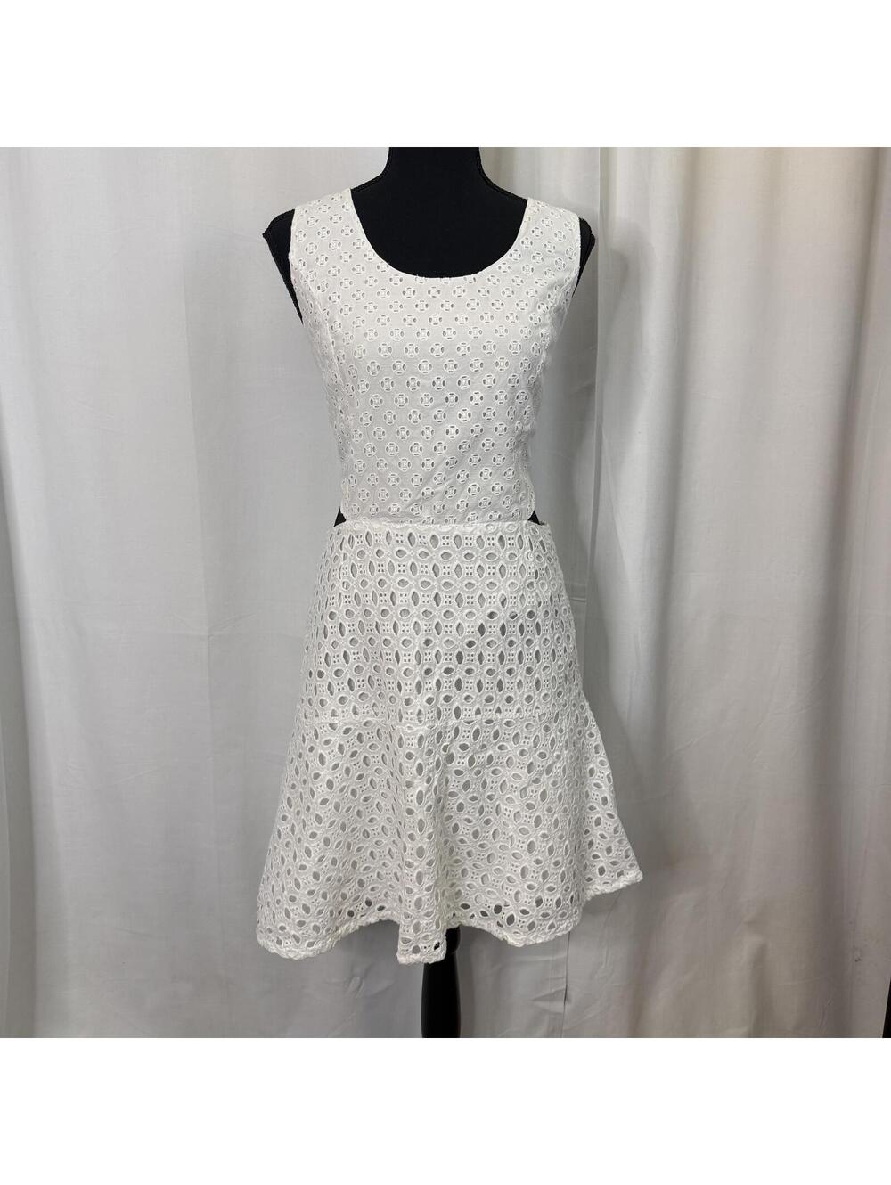 Jessica Simpson XL Marisa White Eyelet Lace Fit & Flare Dress Cutout Waist